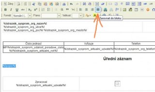 Jak v šavloně nastavit "zarovnání do bloku" u vkládaného údaje.